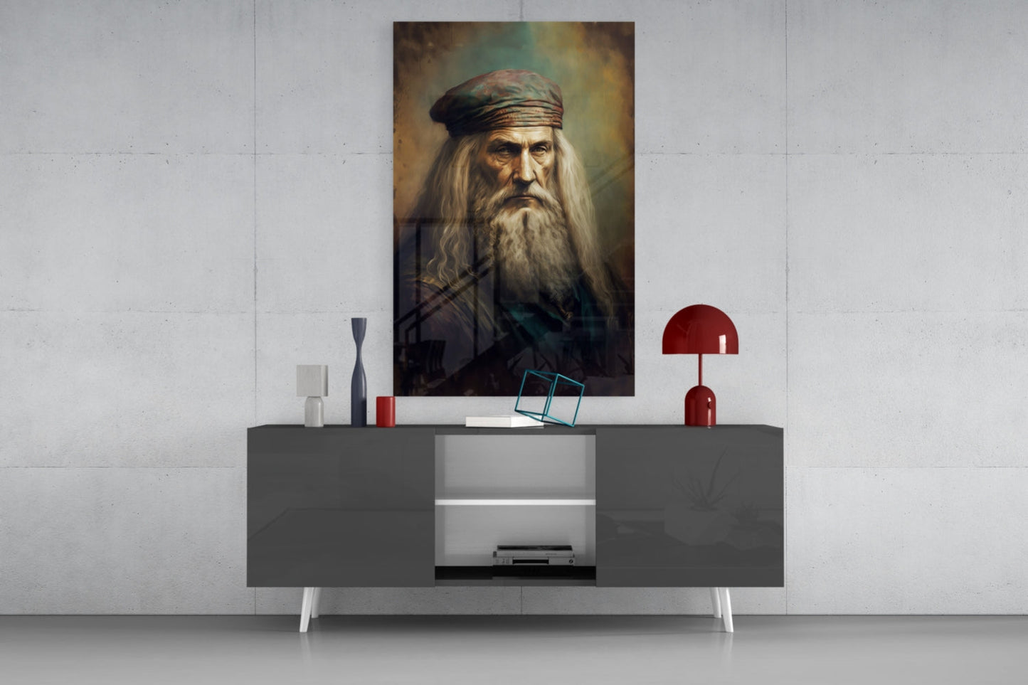Leonardo da Vinci Portrait Glass Wall Art