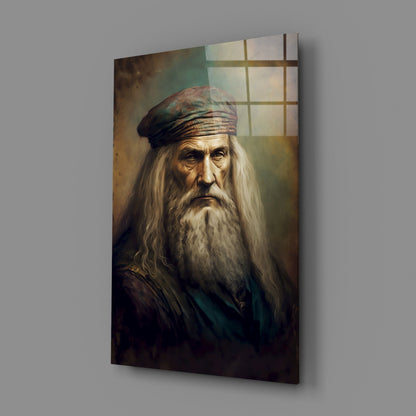 Leonardo da Vinci Portrait Glass Wall Art