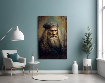 Leonardo da Vinci Portrait Glass Wall Art