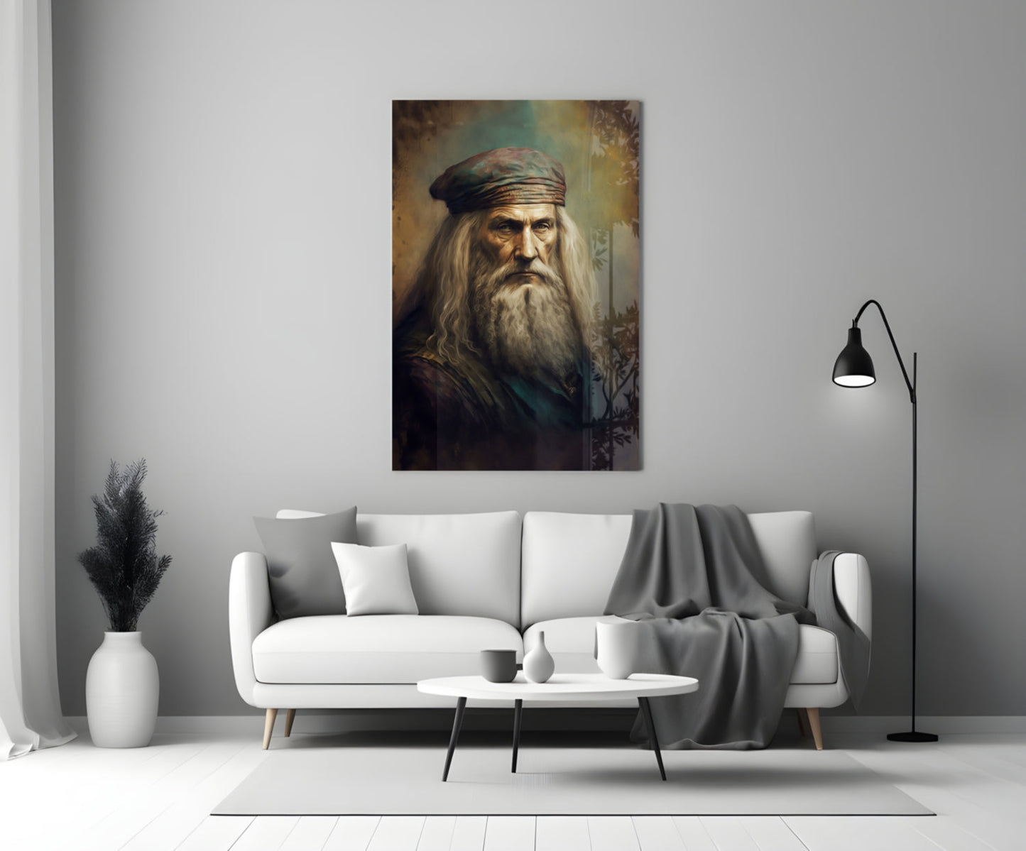 Leonardo da Vinci Portrait Glass Wall Art