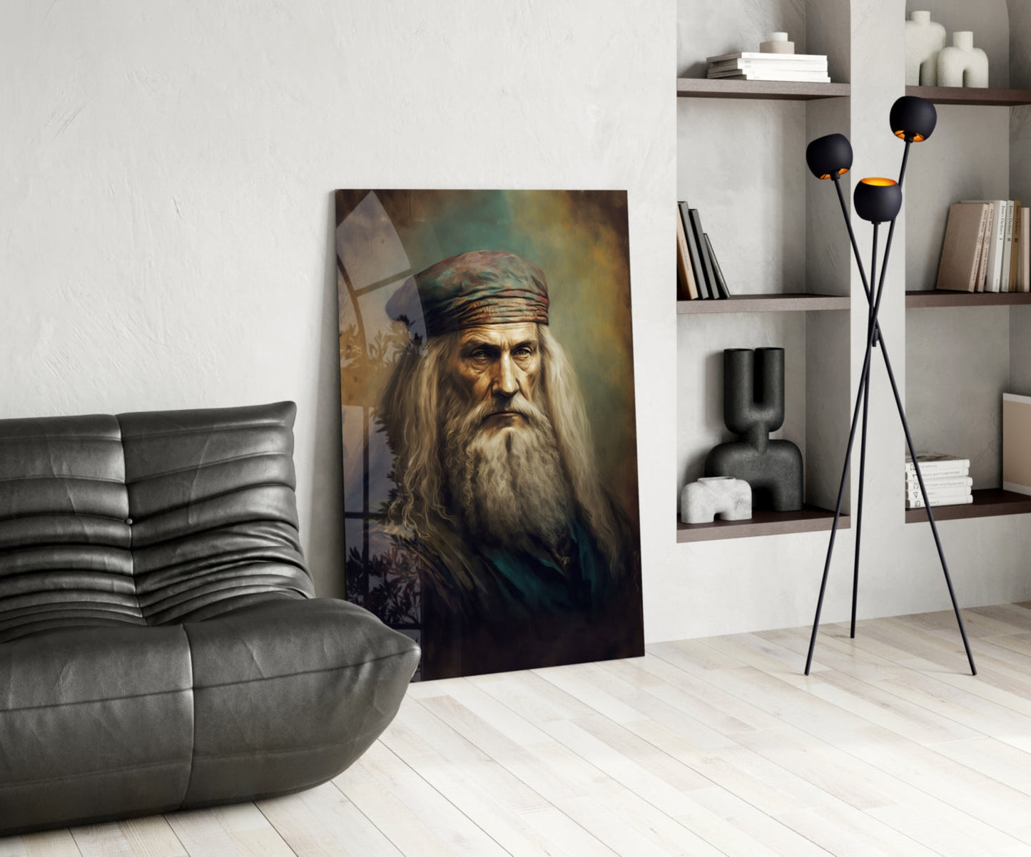 Leonardo da Vinci Portrait Glass Wall Art