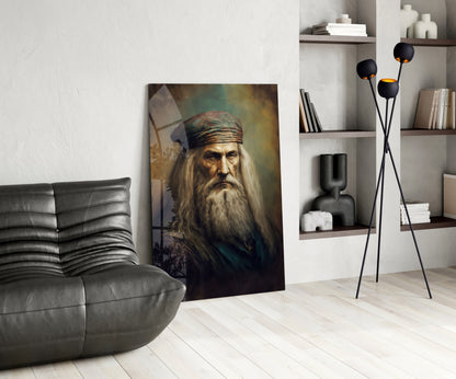 Leonardo da Vinci Portrait Glass Wall Art