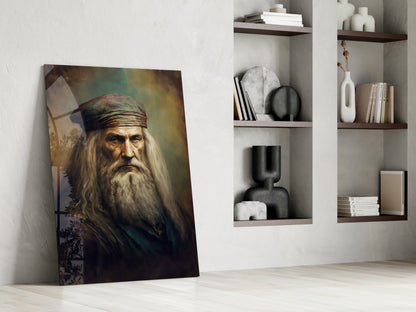 Leonardo da Vinci Portrait Glass Wall Art
