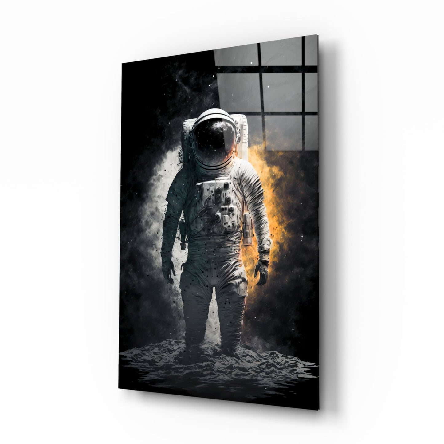 Astronaut lunar surface glass wall art