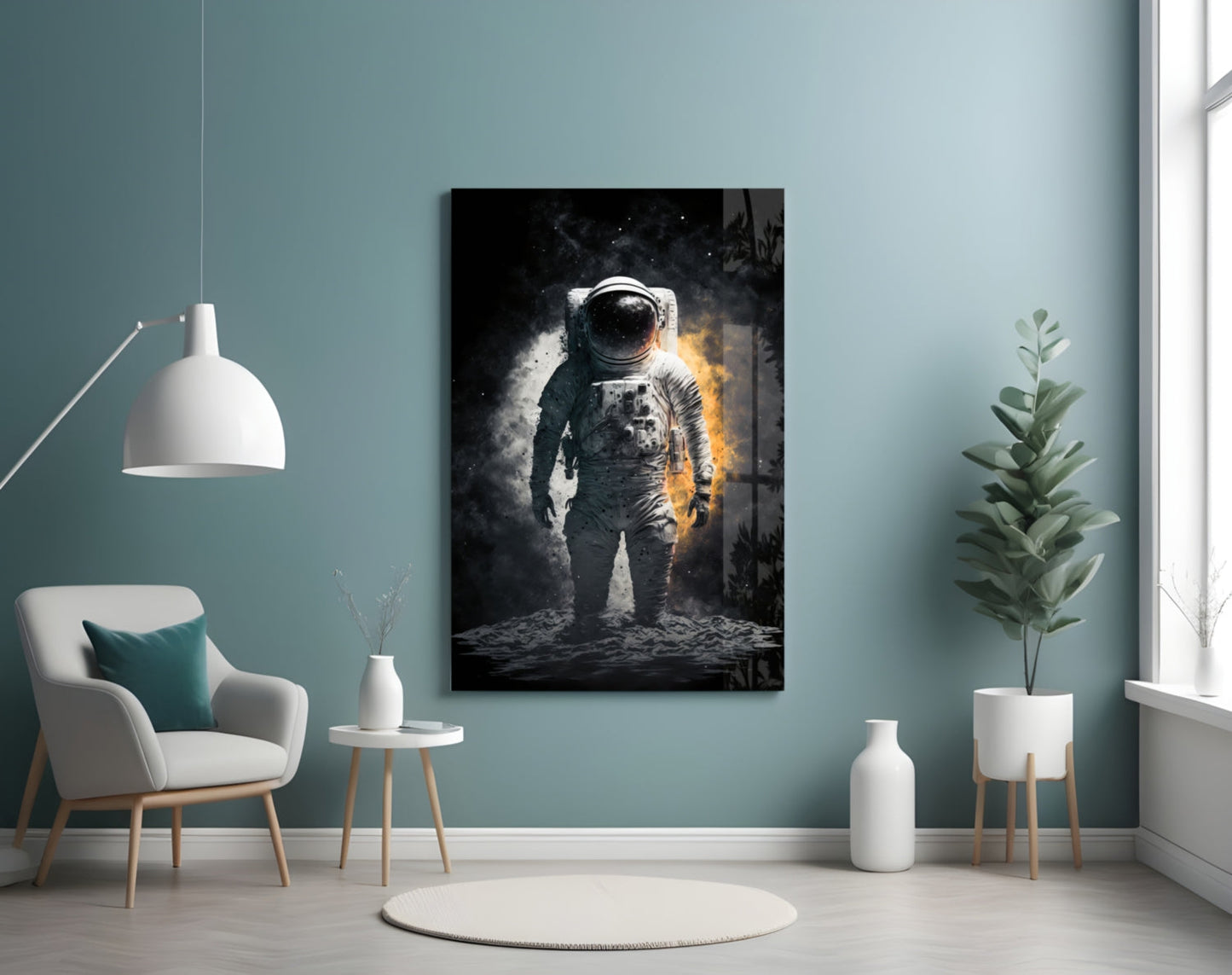 Lunar Astronaut Glass Wall Art