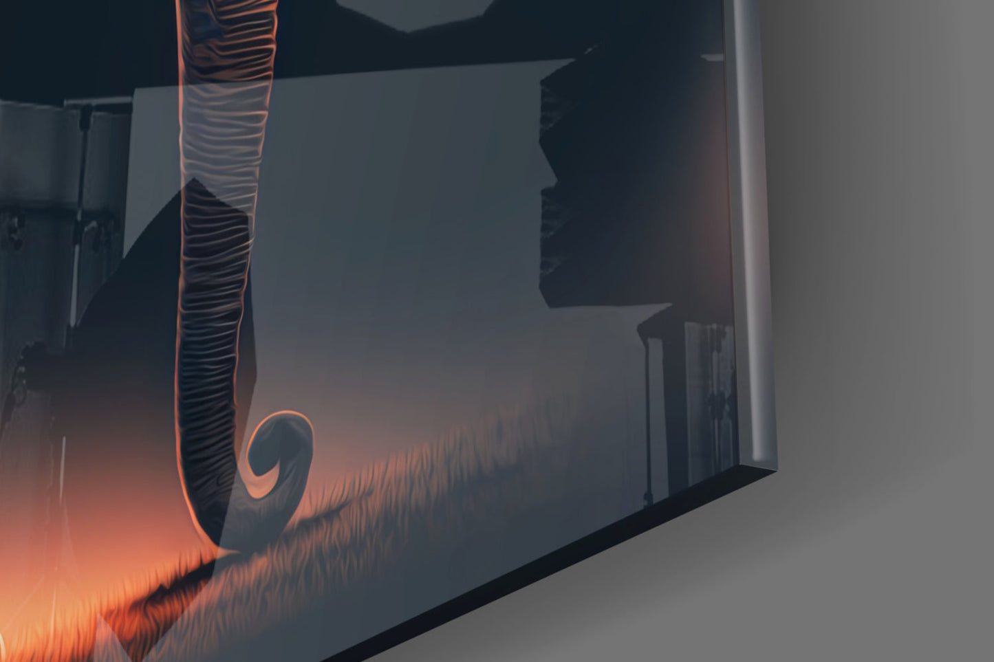 Walking Elephant Glass Wall Art