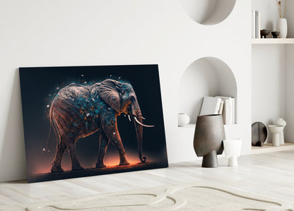 Walking Elephant Glass Wall Art