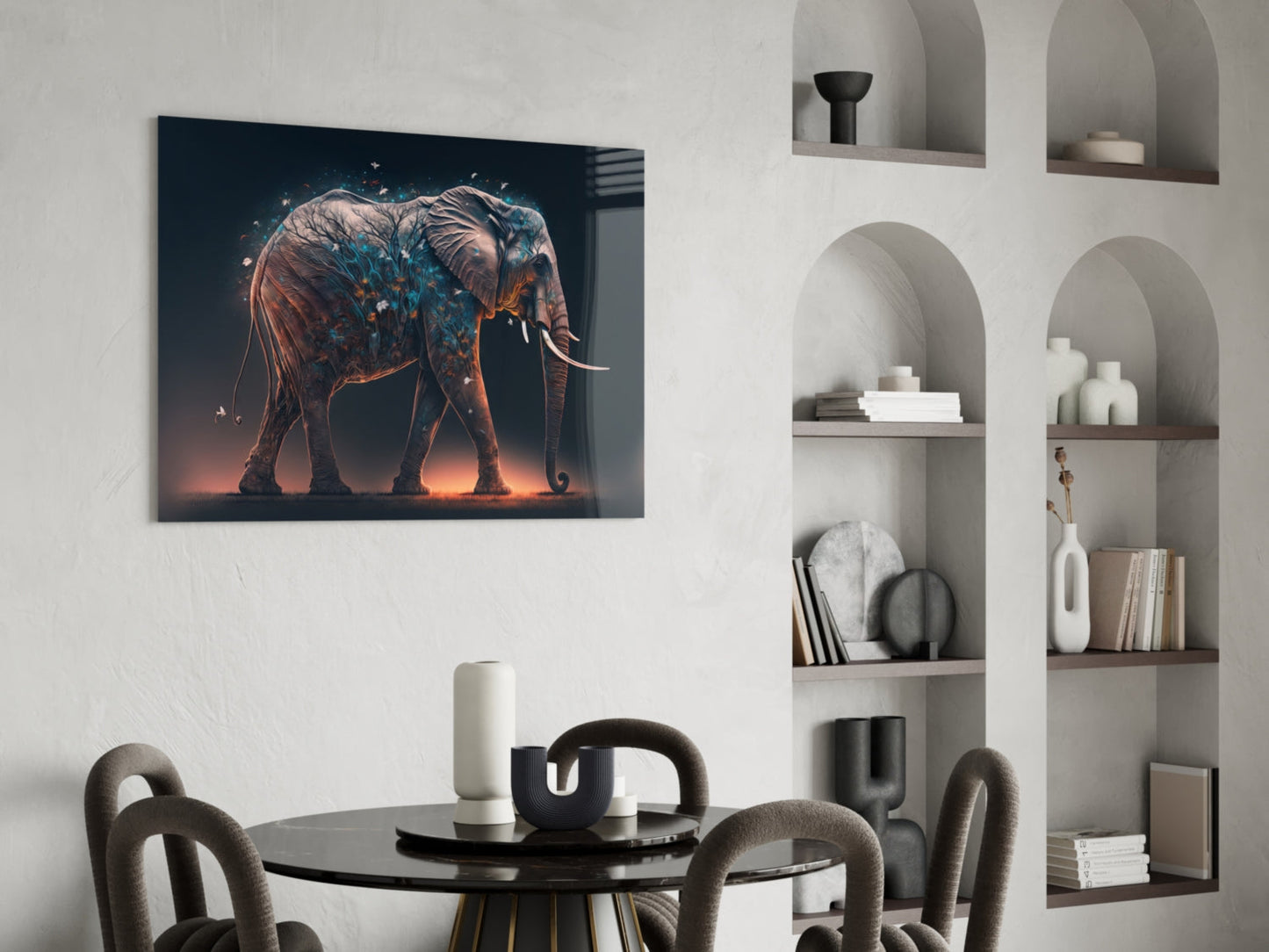 Walking Elephant Glass Wall Art