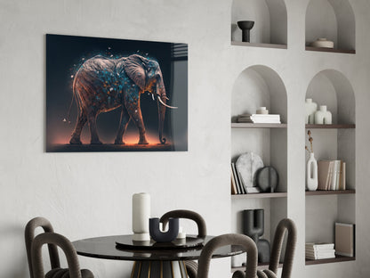 Walking Elephant Glass Wall Art
