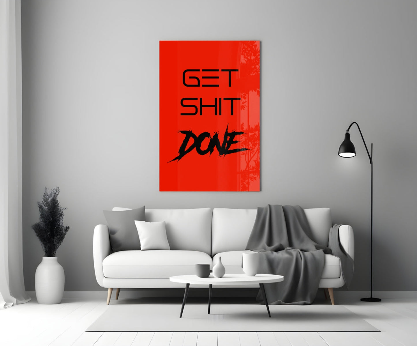 Get Shit Done Splatter Red Glass Wall Art