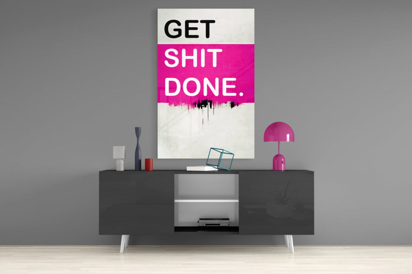 Motivational Typography Glass Wall Art