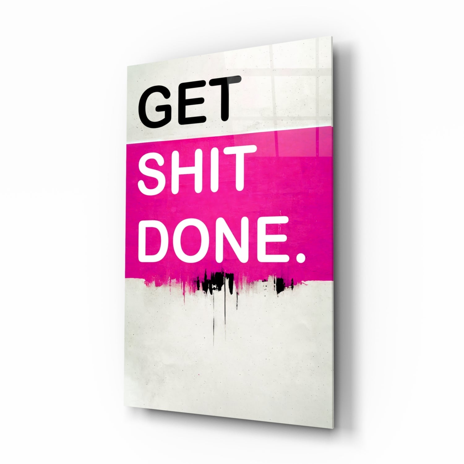Motivational typography glass wall art panel