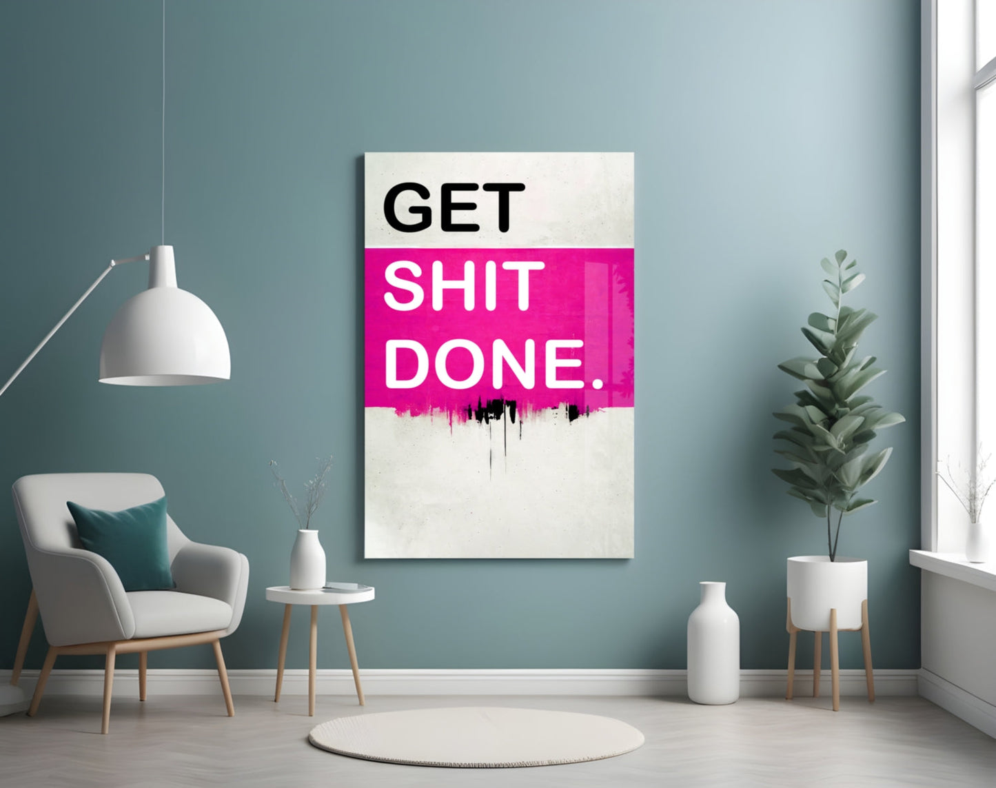 Motivational Typography Glass Wall Art