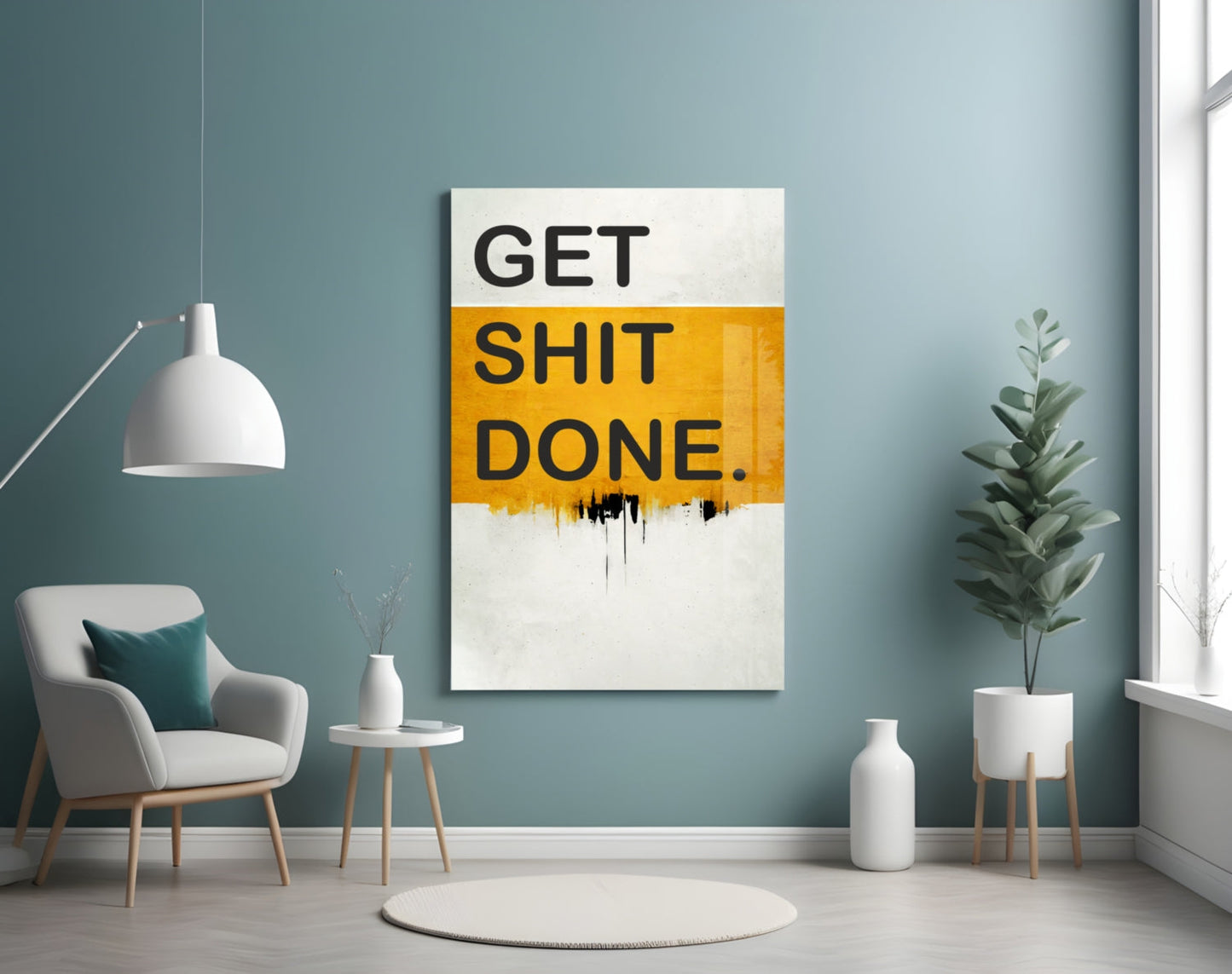 Get Shit Done Typography Glass Wall Art