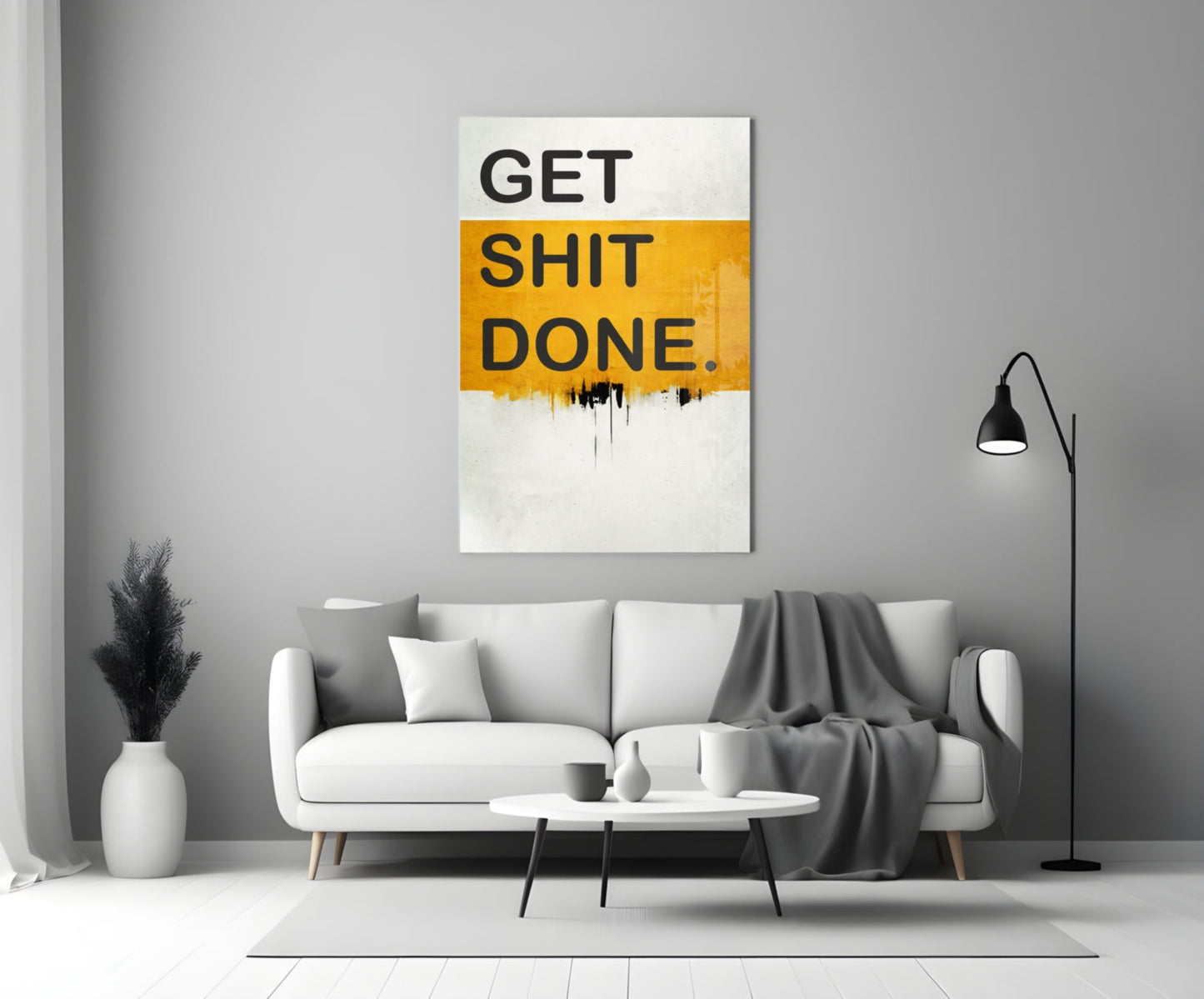 Get Shit Done Typography Glass Wall Art