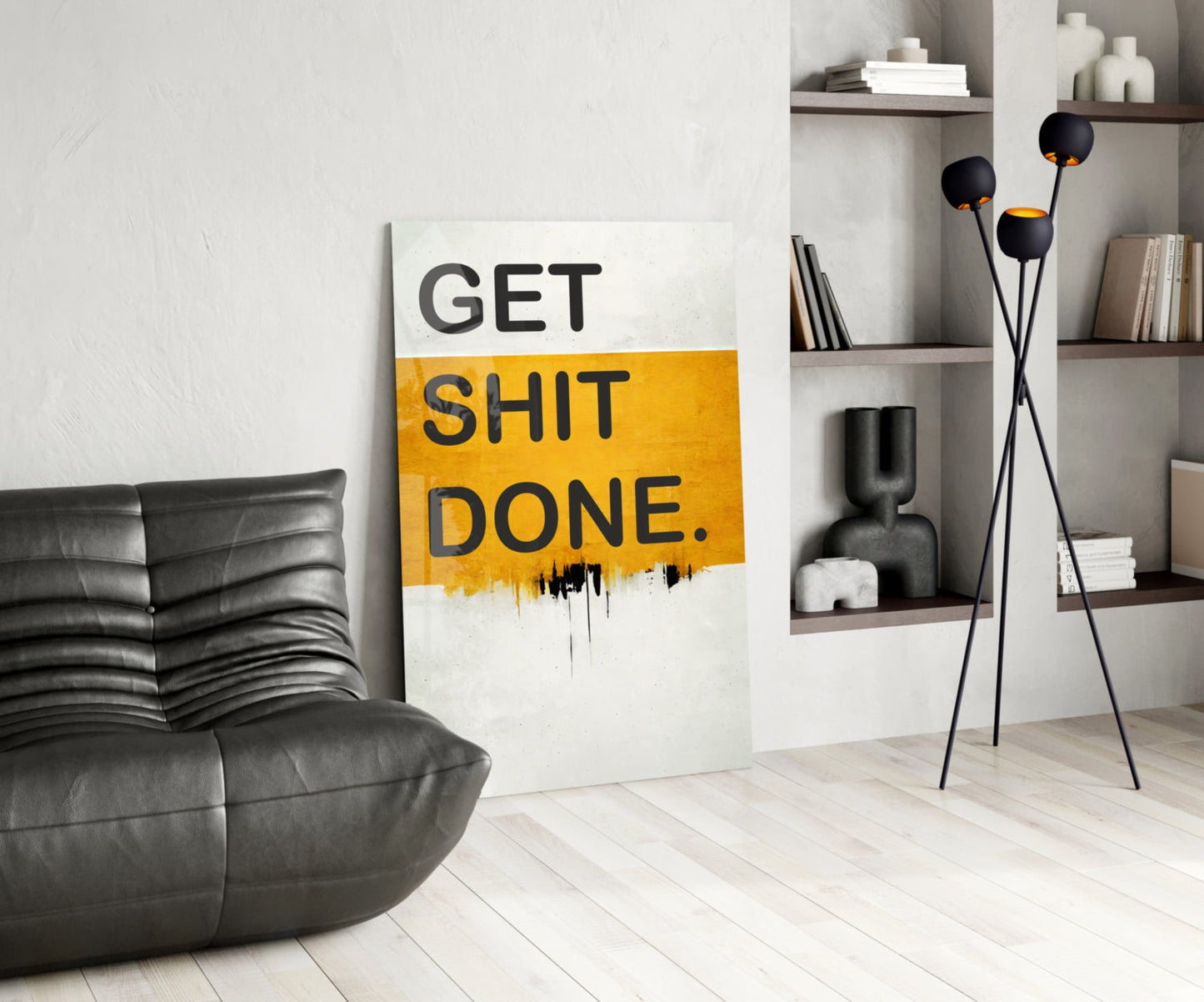 Get Shit Done Typography Glass Wall Art