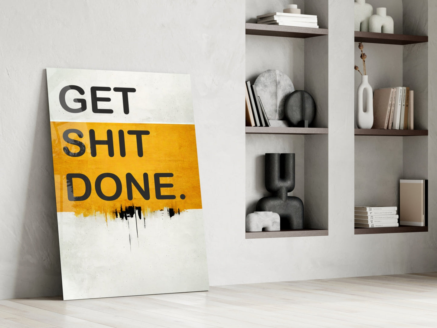 Get Shit Done Typography Glass Wall Art