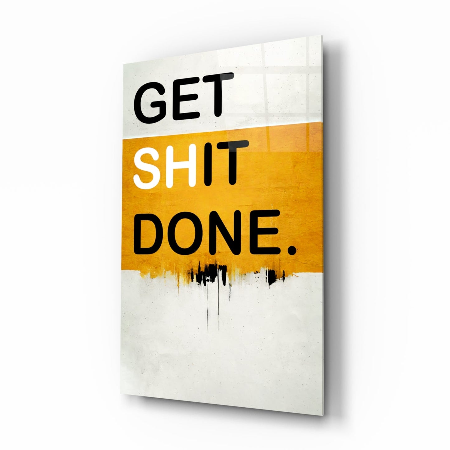 Golden Yellow Band Bold Typography glass wall art motivational print