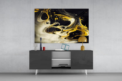 Golden Splash Glass Wall Art