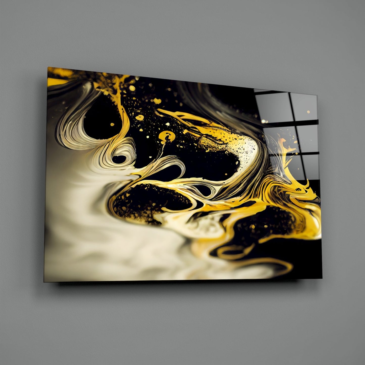 Golden Splash Glass Wall Art