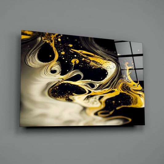 Golden Splash Glass Wall Art