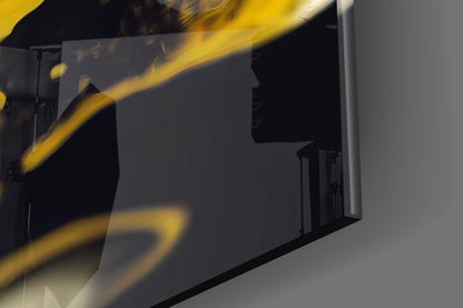Golden Splash Glass Wall Art