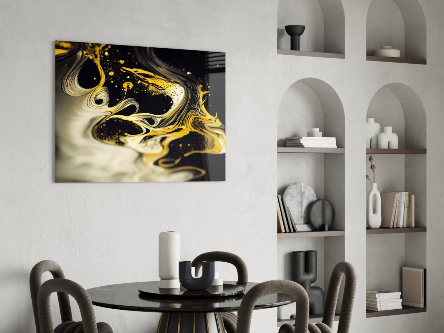 Golden Splash Glass Wall Art