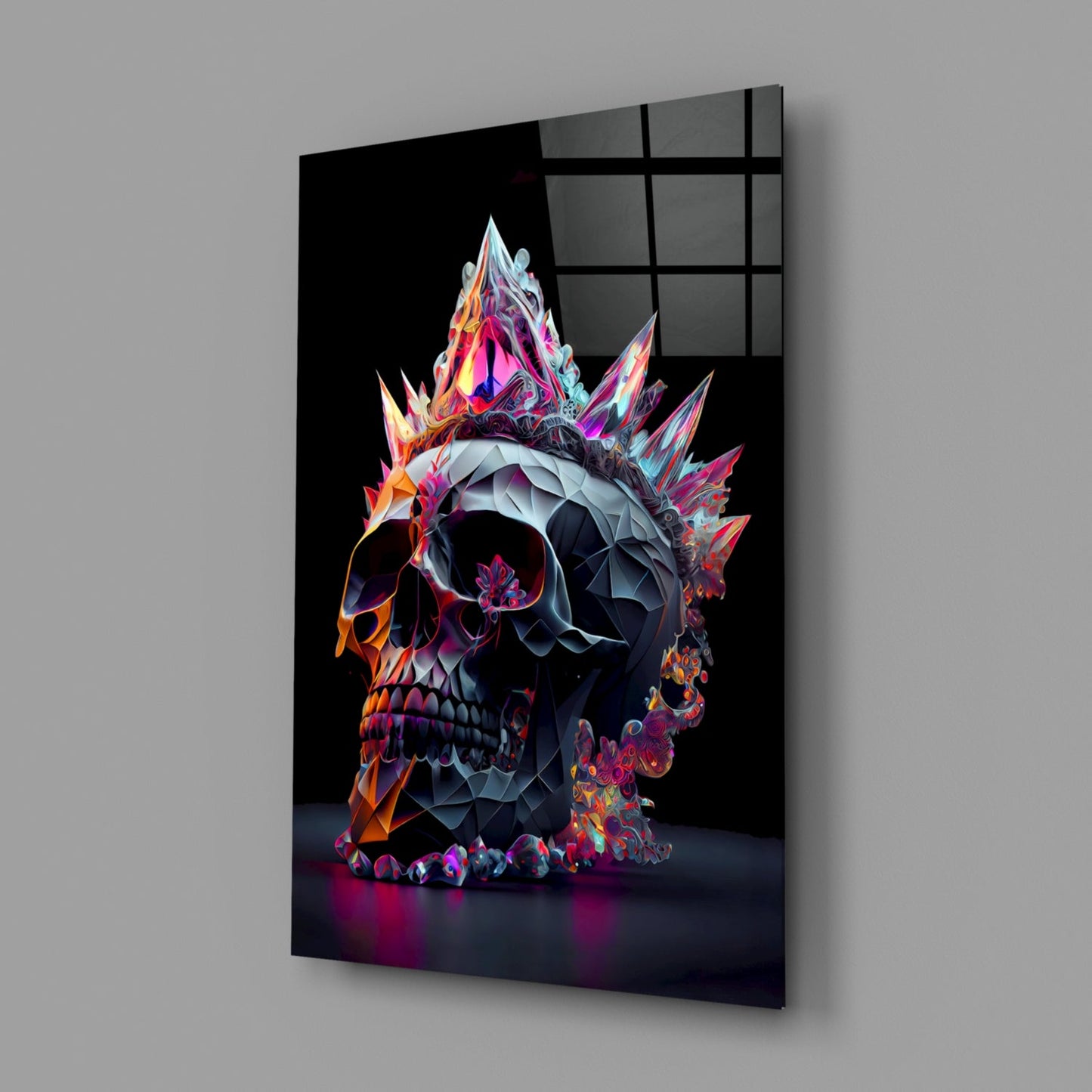 Diamond Skull Glass Wall Art