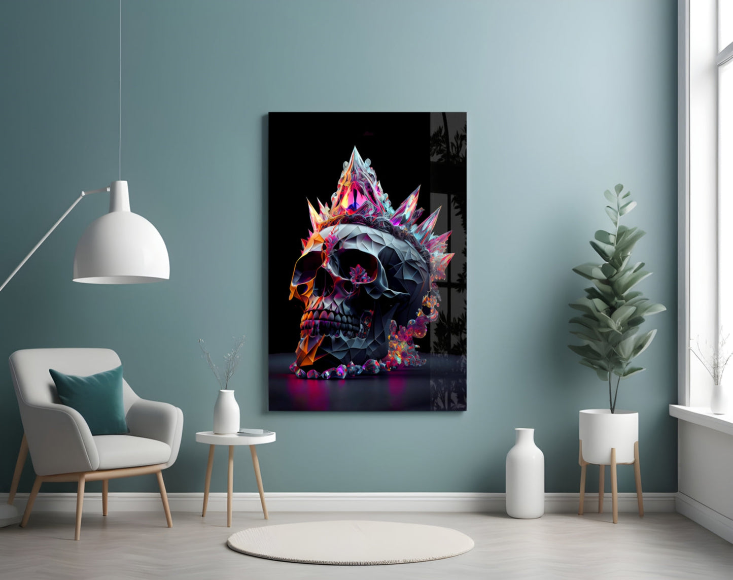Diamond Skull Glass Wall Art