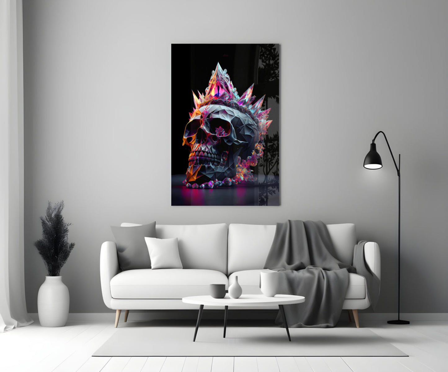 Diamond Skull Glass Wall Art