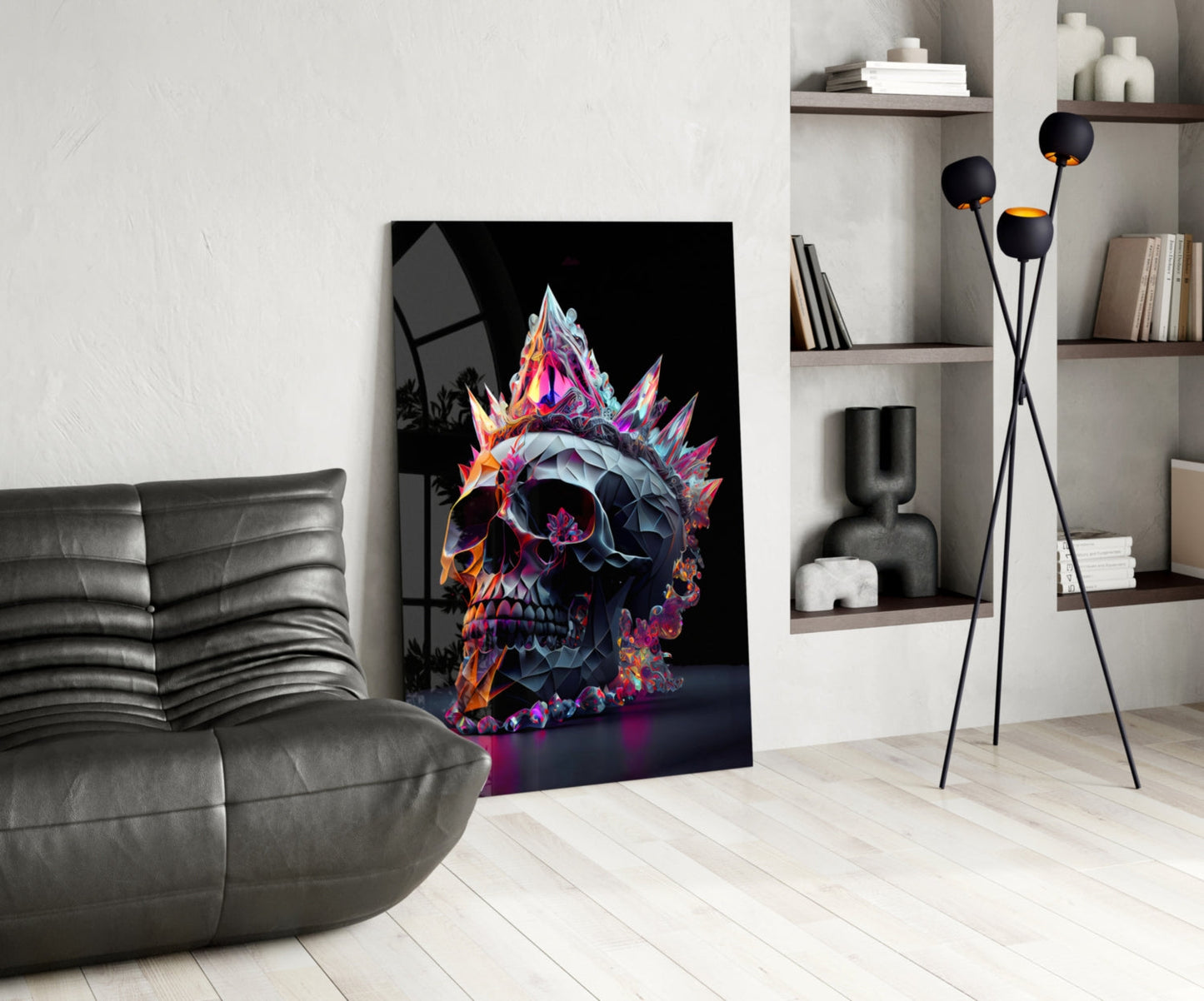 Diamond Skull Glass Wall Art