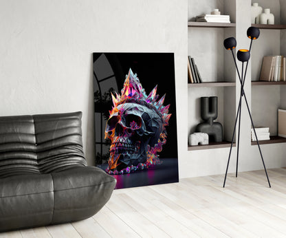 Diamond Skull Glass Wall Art