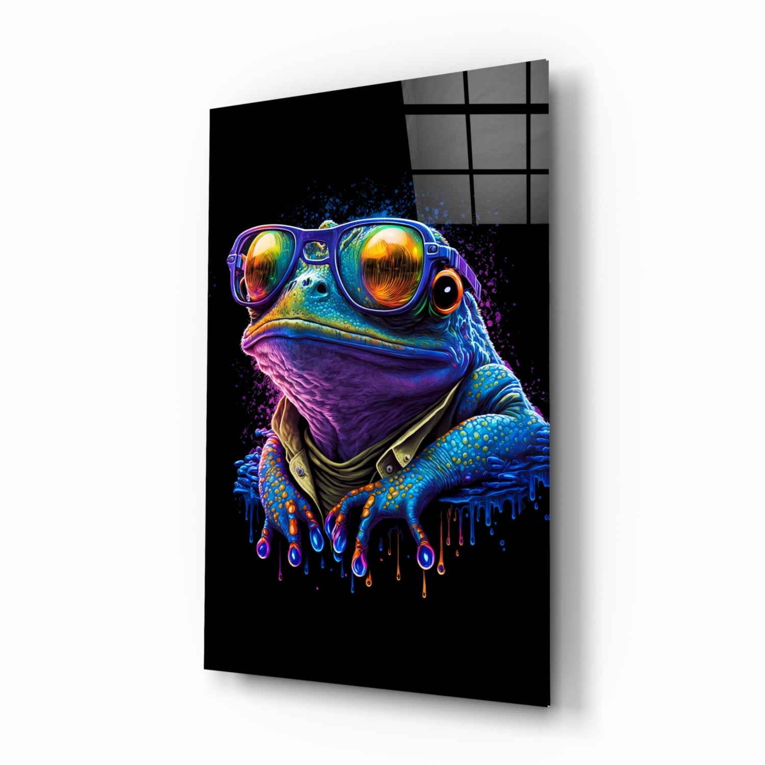 Cool Frog glass wall art playful design