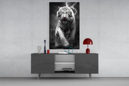 Tiger's Wrath Glass Wall Art