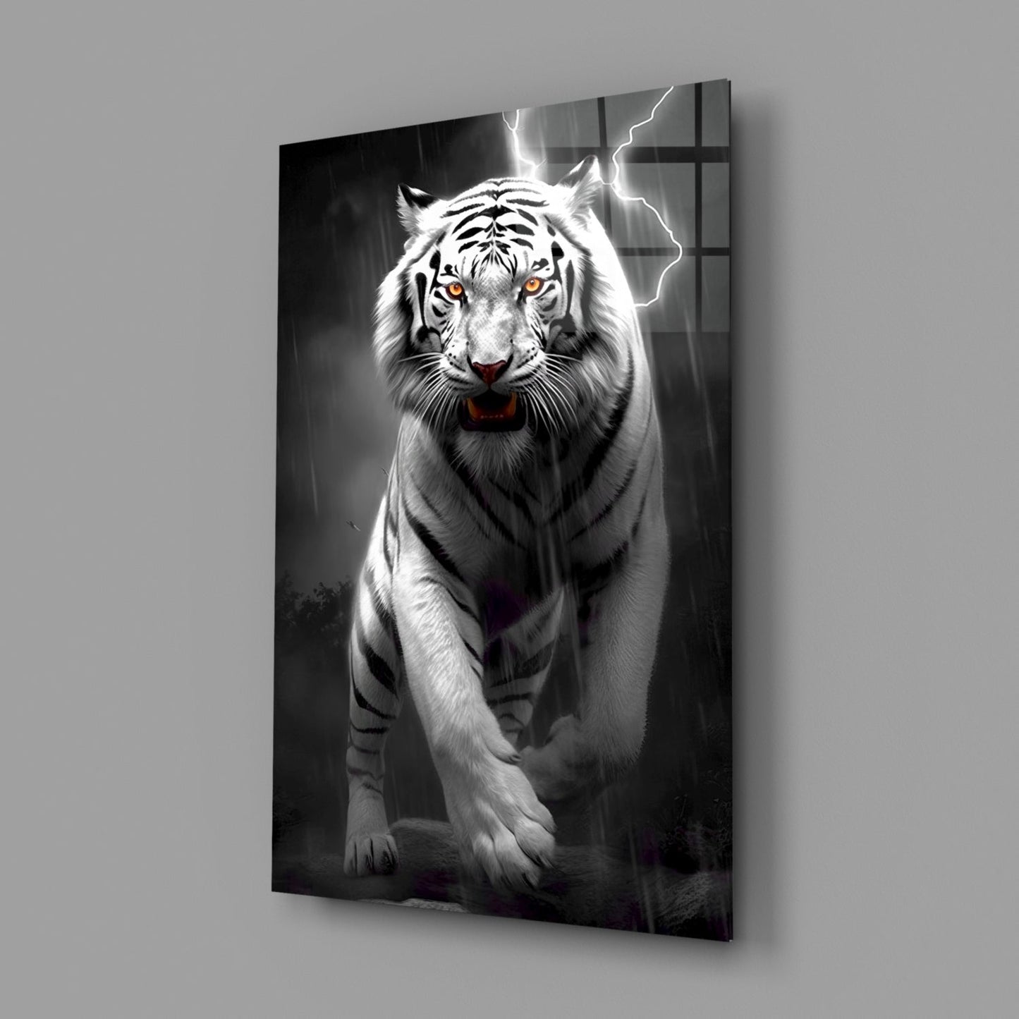 Tiger's Wrath Glass Wall Art