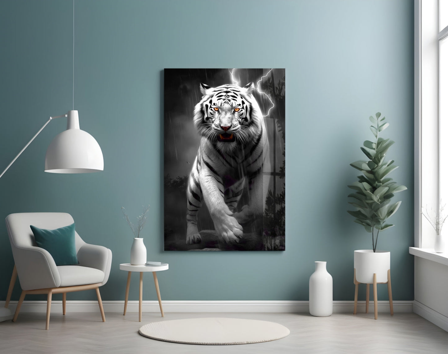 Tiger's Wrath Glass Wall Art