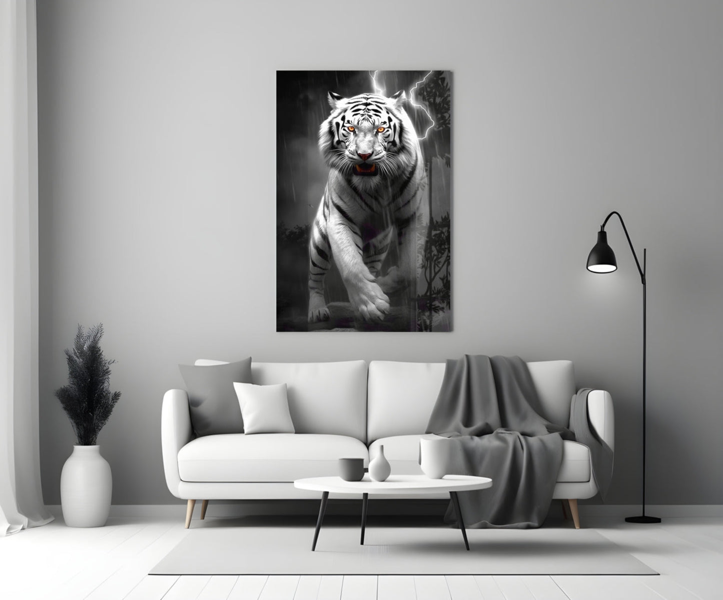 Tiger's Wrath Glass Wall Art