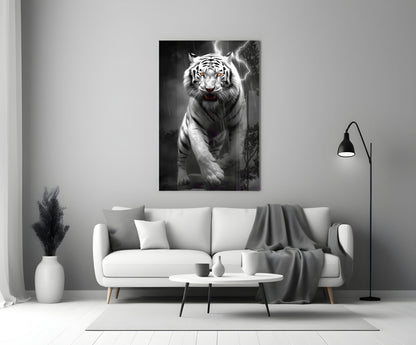 Tiger's Wrath Glass Wall Art