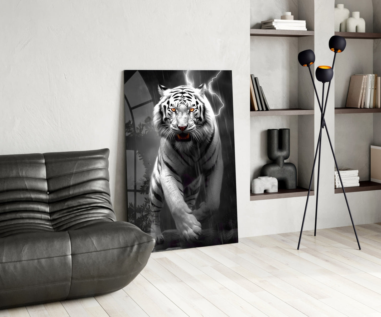 Tiger's Wrath Glass Wall Art