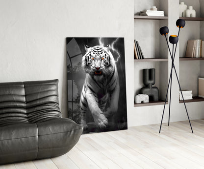 Tiger's Wrath Glass Wall Art
