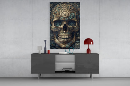 Steampunk Skull Glass Wall Art
