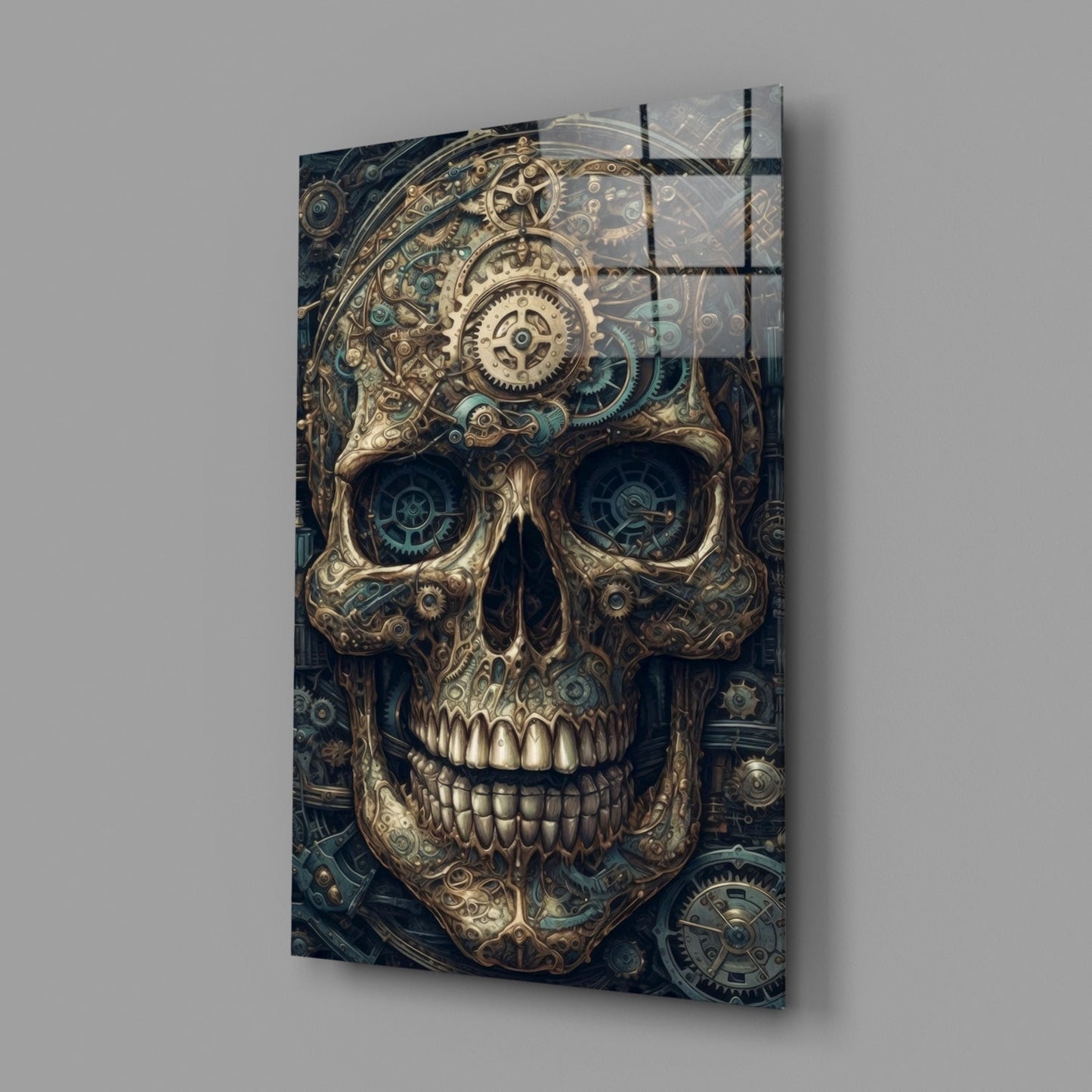 Steampunk Skull Glass Wall Art