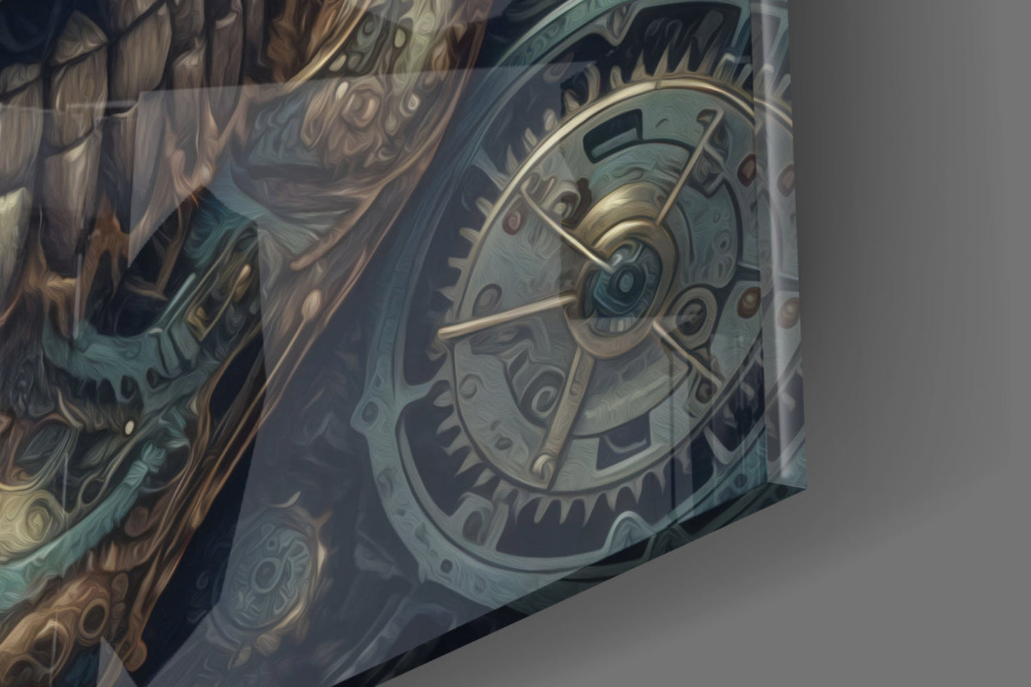 Steampunk Skull Glass Wall Art