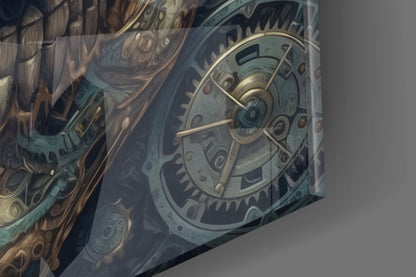 Steampunk Skull Glass Wall Art