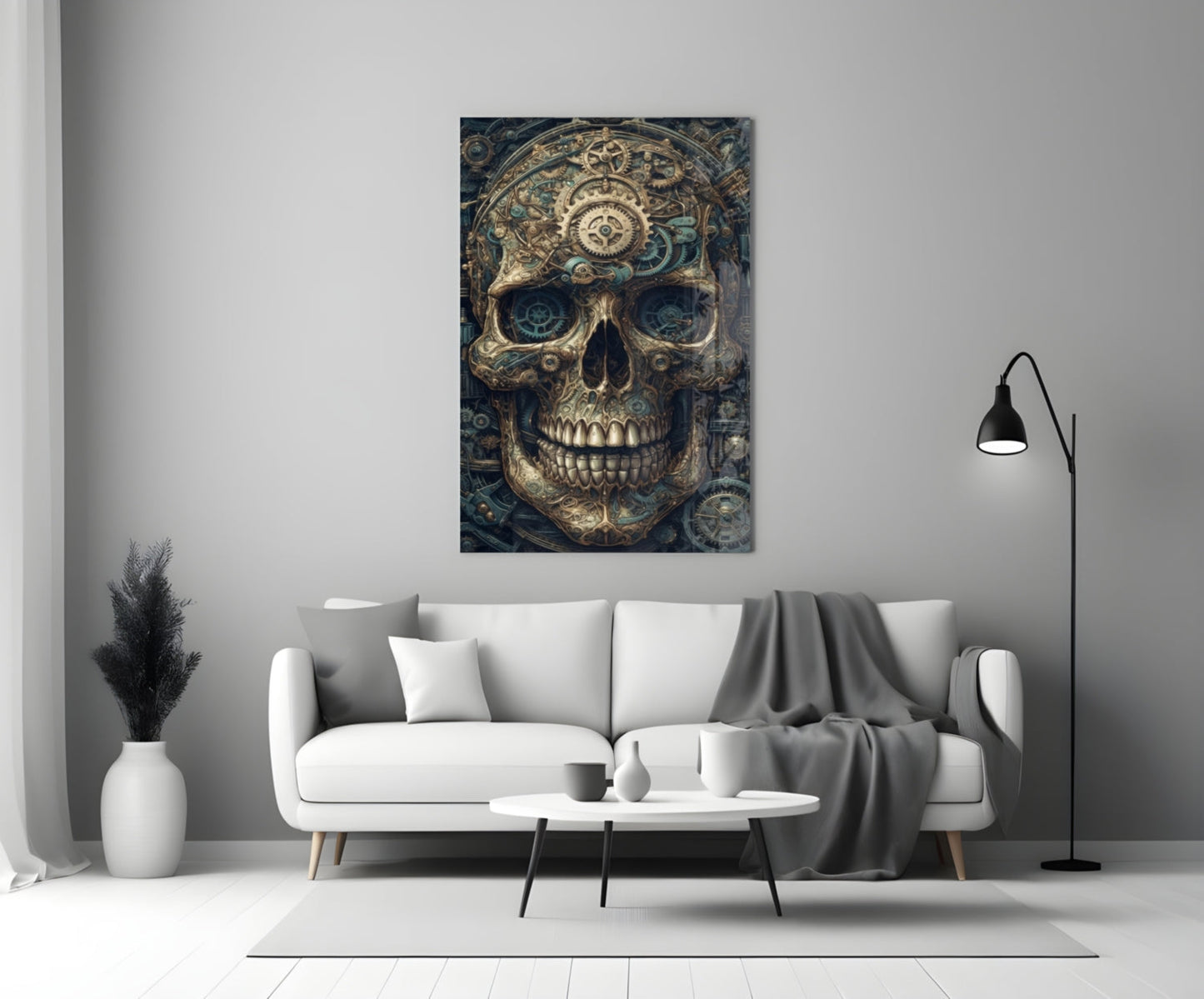 Steampunk Skull Glass Wall Art