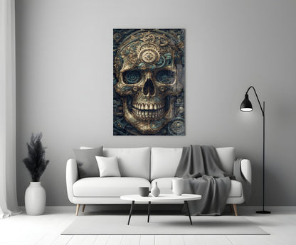 Steampunk Skull Glass Wall Art