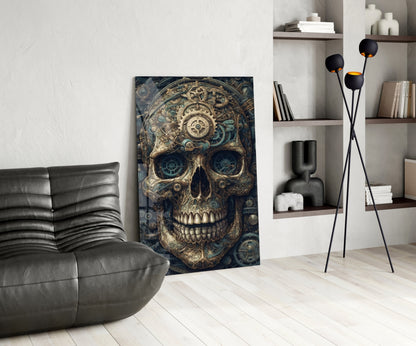 Steampunk Skull Glass Wall Art