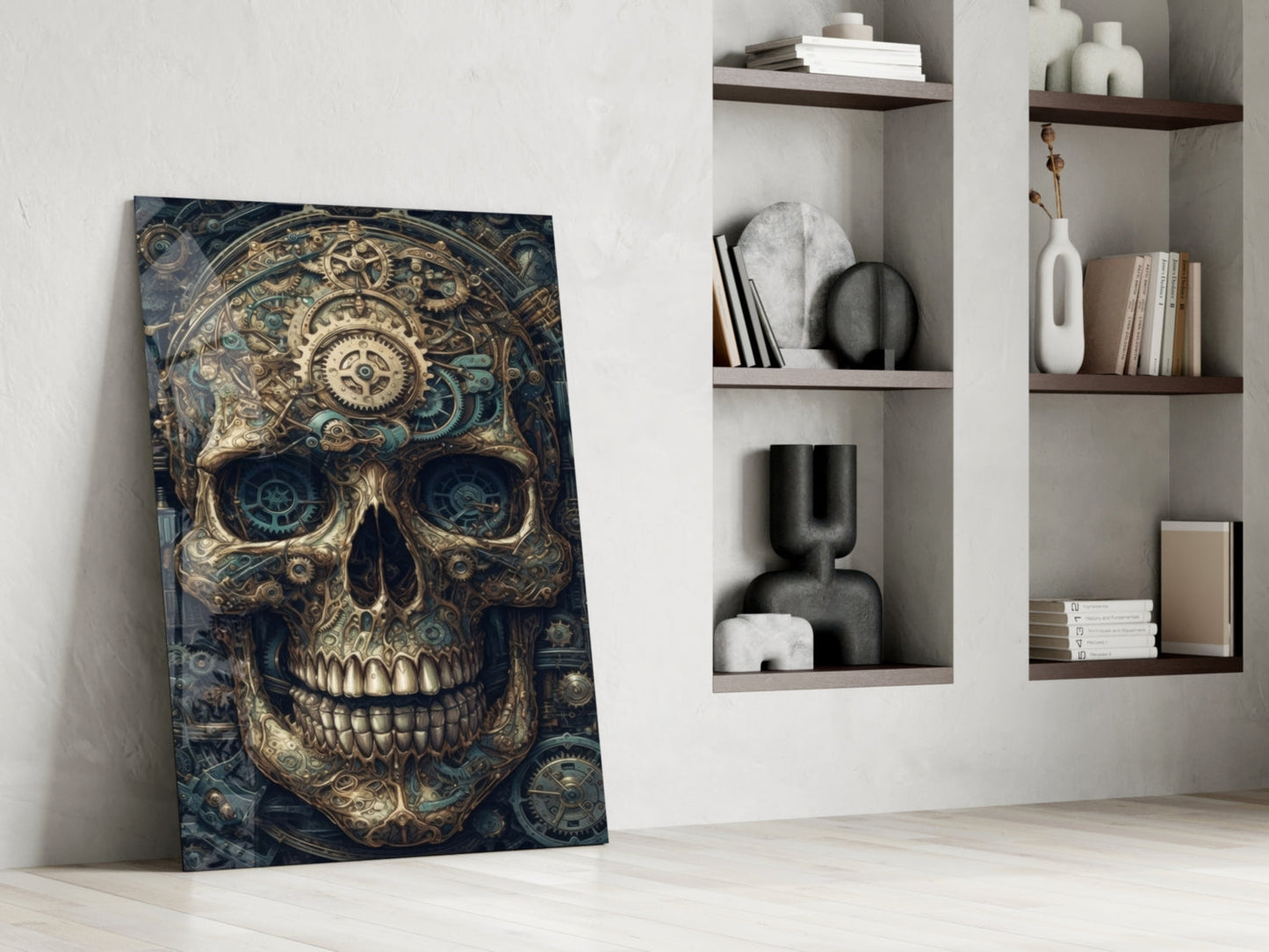 Steampunk Skull Glass Wall Art