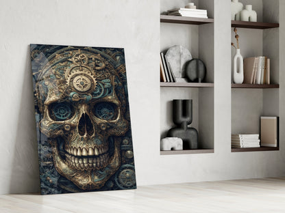 Steampunk Skull Glass Wall Art