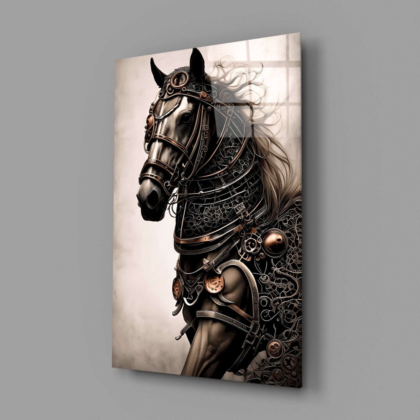 Warrior's Horse Glass Wall Art